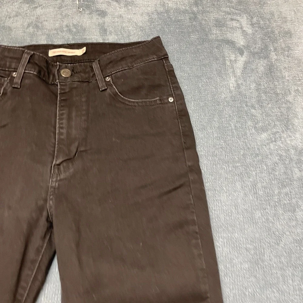 Levi's 721 High Rise Skinny Jeans Womens 29 Black Denim 5-Pockets Distressed
